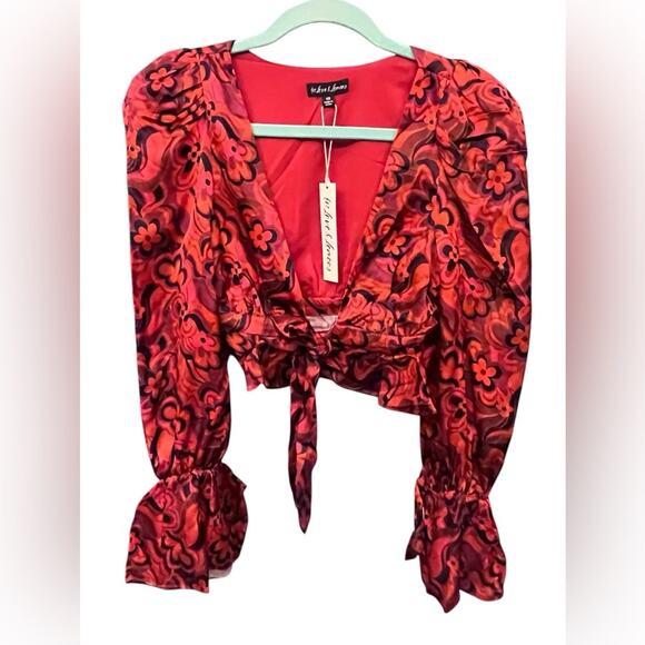 For Love & Lemons Davina Blouse XS NWT Boho Artsy Festival Going Out Statement - Picture 4 of 8